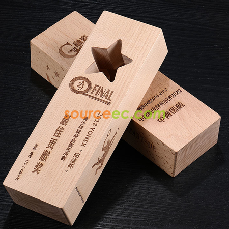 Wooden Trophy with Hollow Stars