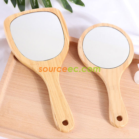 Wooden Handle Makeup Mirror