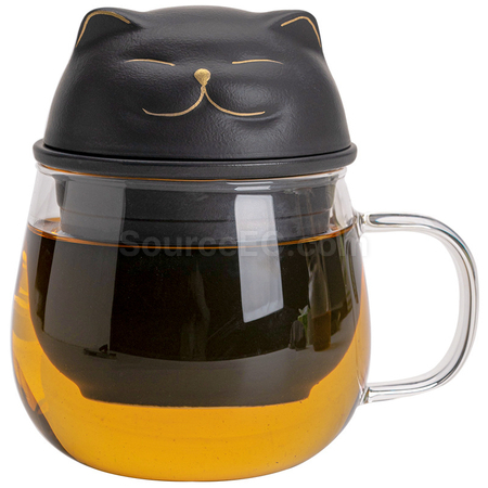 Zhaocai Cat Glass Tea Cup