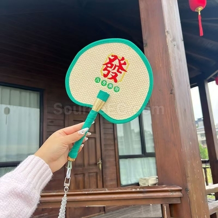 Customization Eco-friendly Woven Bulrush Fan Corporate Gifts