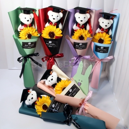Graduation Bear Flower Bouquet
