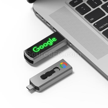 Customization Type-C USB Flash Drive with Lighting Logo Corporate Gifts