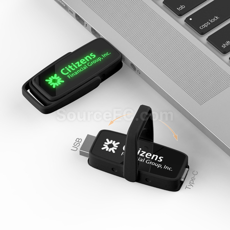 Customization Type-C USB Flash Drive with Lighting Logo Corporate Gifts