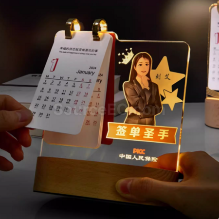 Customization Creative luminous night light table calendar trophy Corporate Gifts