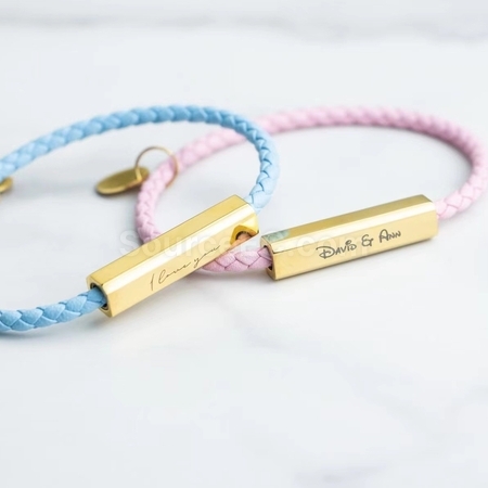 Customization Engraved Magnetic Buckle Leather Rope Bracelet Corporate Gifts