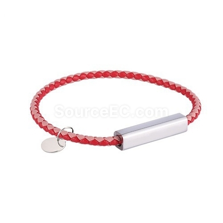 Customization Engraved Magnetic Buckle Leather Rope Bracelet Corporate Gifts