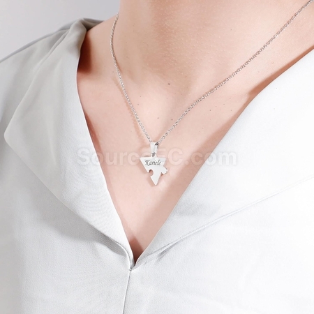Customization Engraved Heart Puzzle Necklace Corporate Gifts