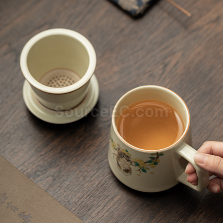 Customization Ceramic filter tea cup Corporate Gifts