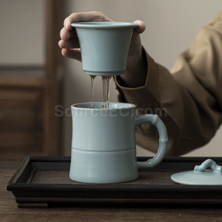 Customization Ceramic filter tea cup Corporate Gifts