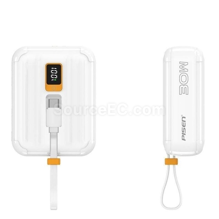 Mini Portable Power Bank With Built-In Cable