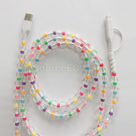 Customization One to two colored bead charging cable Corporate Gifts