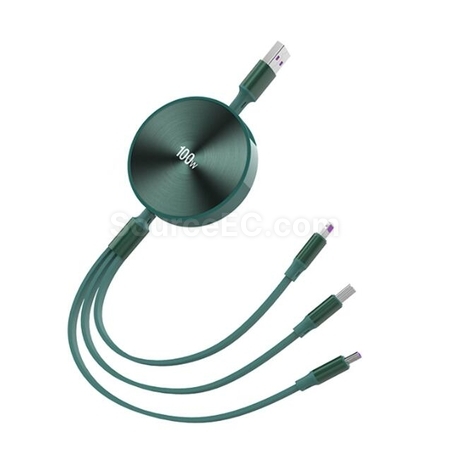 Three-In-One Retractable Data Charging Cable