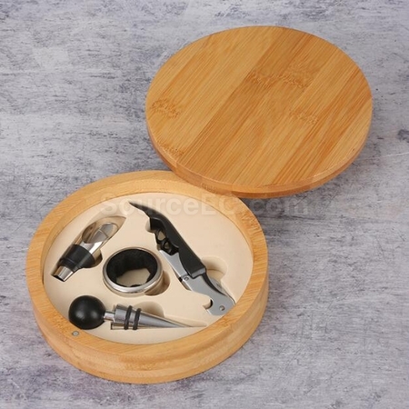 Customization High-Grade Stainless Steel Bottle Opener Set With Bamboo Box Corporate Gifts
