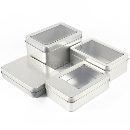Square tin boxes with or without windows