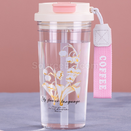 Customization Portable Sports Double Drinking Straw Cup Corporate Gifts