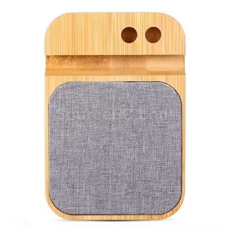 Customization Bamboo Wireless Charging Mobile Phone Holder + Data Cable Corporate Gifts
