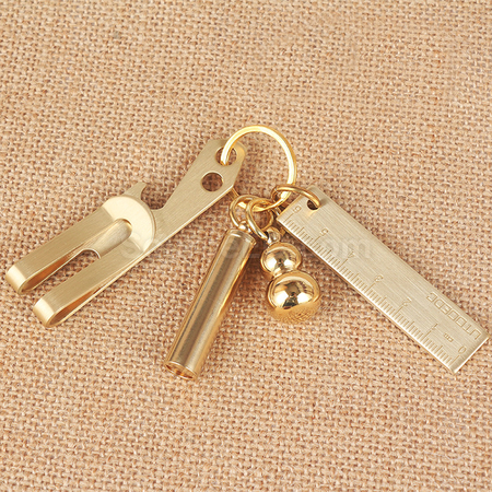 Customization Pure Brass 6cm Small Ruler Keychai Corporate Gifts