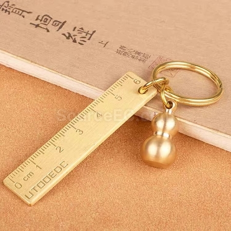 Customization Pure Brass 6cm Small Ruler Keychai Corporate Gifts