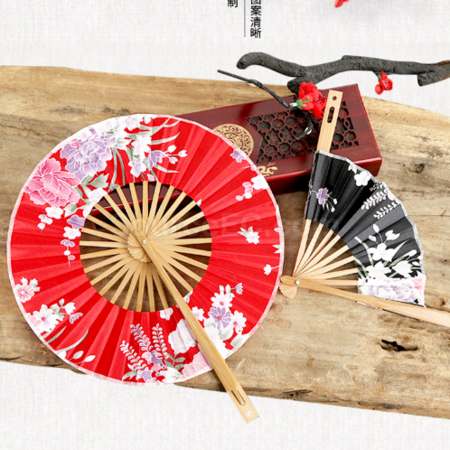 Windmill folding long - handled fan