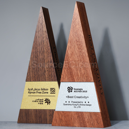 Customization Solid Wood Triangle Trophy Corporate Gifts