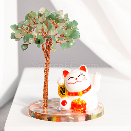 Customization Lucky Cat Crystal Tree Corporate Gifts