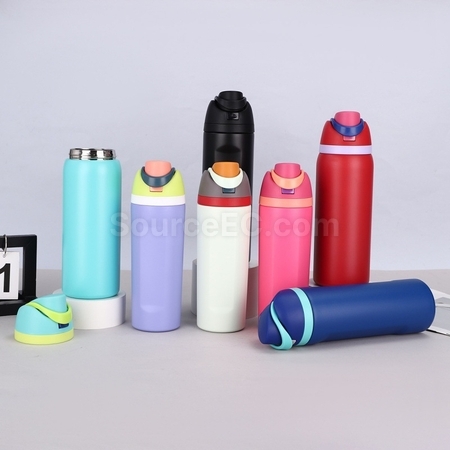 Customization 304 Stainless Steel Bounce Double Drink Large Capacity Portable Thermos Cup Corporate Gifts