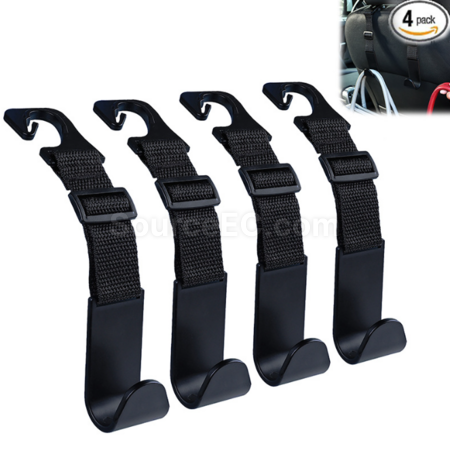 Car seat headrest webbing hanging hook