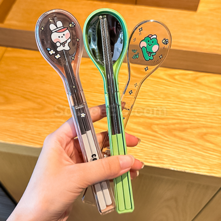 Stainless steel chopsticks and spoon set, portable tableware