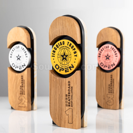Creative Solid Wood Metal Commemorative Trophy