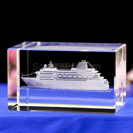 Customization 3D Engraved Cruise Ship Crystal Corporate Gifts