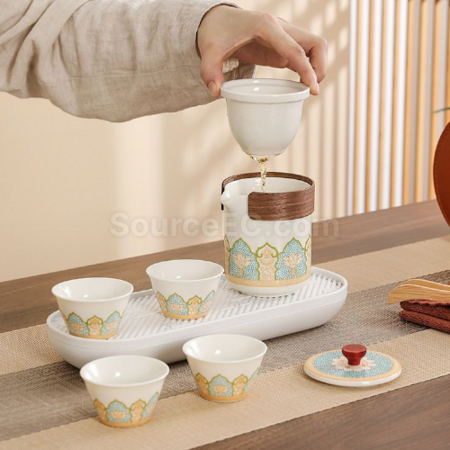 Customization Portable Travel Ceramic Tea Set Corporate Gifts