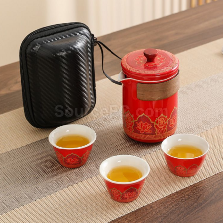 Customization Portable Travel Ceramic Tea Set Corporate Gifts