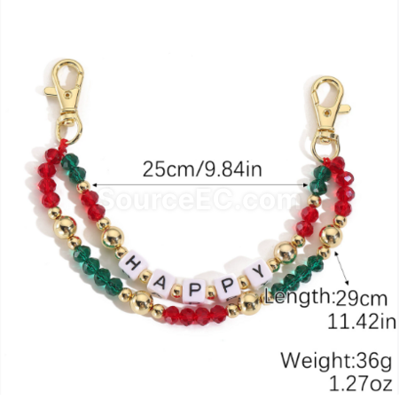 Customization Christmas keychain beaded phone chain Corporate Gifts