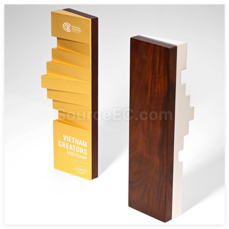 Customization Step by Step Rising Trapezoidal Metal Trophy Corporate Gifts