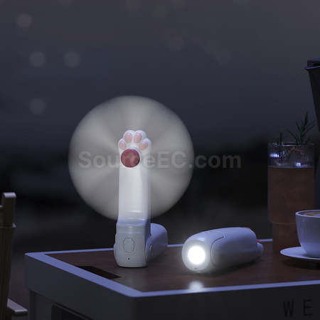 Customization Cat's Paw Mini Fan and Flashlight 2-in-1 Corporate Gifts