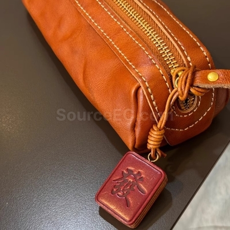 Customization Leather Mahjong Pendant Keychain Corporate Gifts