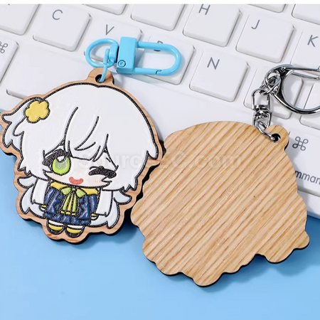 Customization Wooden rubber-like embossed keychain Corporate Gifts