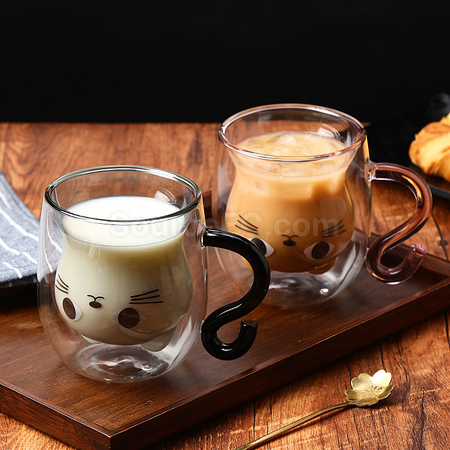 Customization Cat Double-walled Glass Cup Corporate Gifts