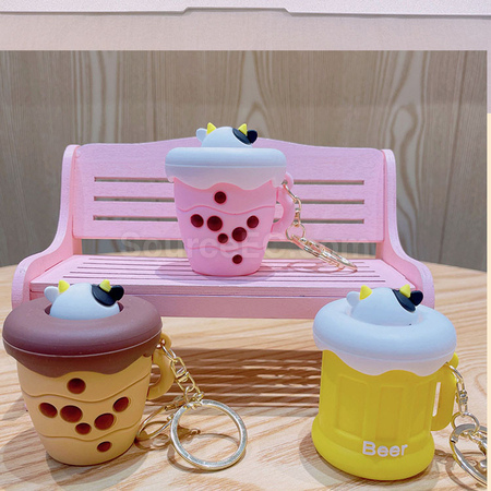 Customization Milk tea squeeze decompression toy keychain Corporate Gifts