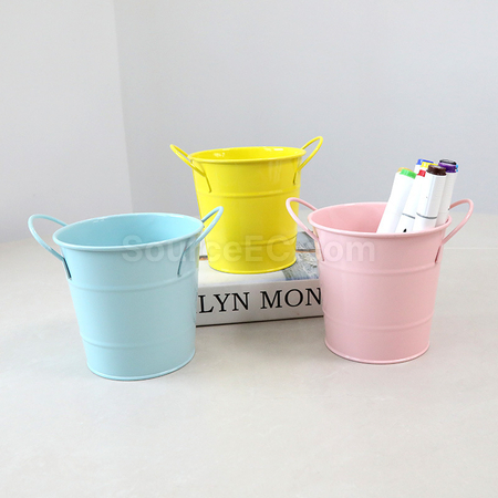Customization Double-Eared Wrought Iron Desktop Mini iron Bucket Corporate Gifts