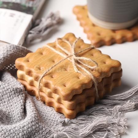 Customization Solid Wood Cookie Insulated Coaster Corporate Gifts