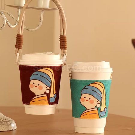 Customization Handheld and crossbody fabric cup sleeve Corporate Gifts