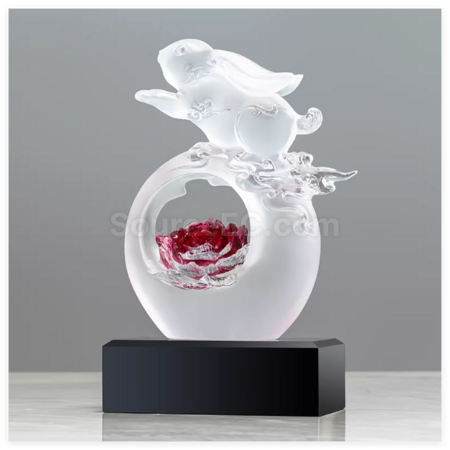 Customization Creative Ancient Glass Jade Rabbit Award Corporate Gifts