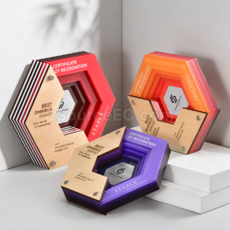 Customization Multi-layer Acrylic Wooden Trophy Corporate Gifts