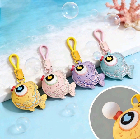 Customization Bubble-blowing fish squeeze toy keychain Corporate Gifts