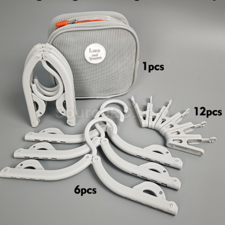 Customization Folding Clothes Hanger With Storage Bag, Travel Clothes Drying Rack Corporate Gifts