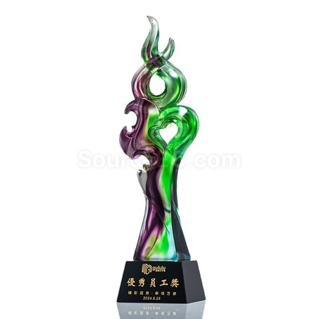 Customization Green Purple Colorful Crystal Trophy Corporate Gifts