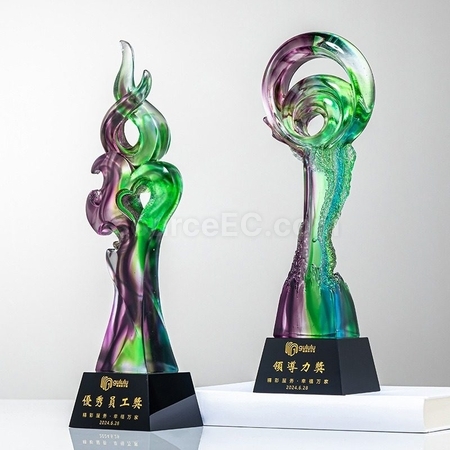 Customization Green Purple Colorful Crystal Trophy Corporate Gifts