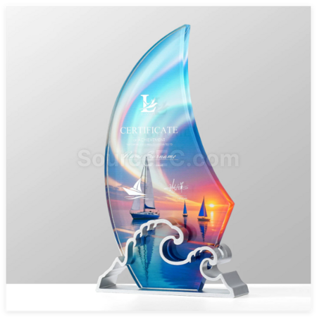Customization Sailing Ship Crystal Metal Trophy Corporate Gifts