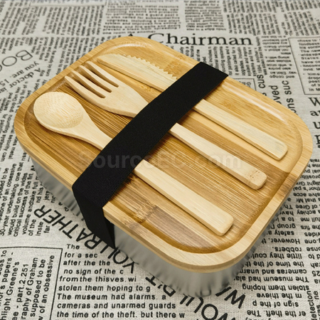 Customization 304 Stainless Steel Bamboo Lid Lunch Box Corporate Gifts